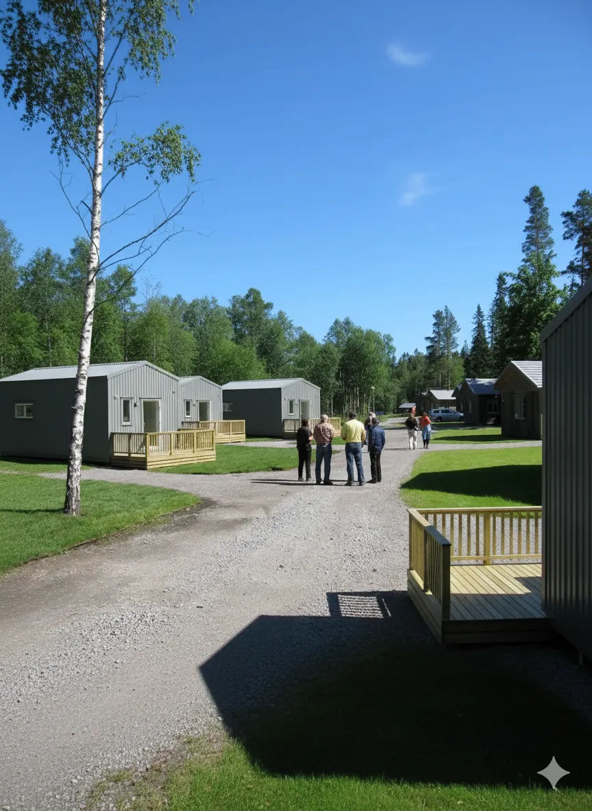Flera mobilhus installerade på campingområde